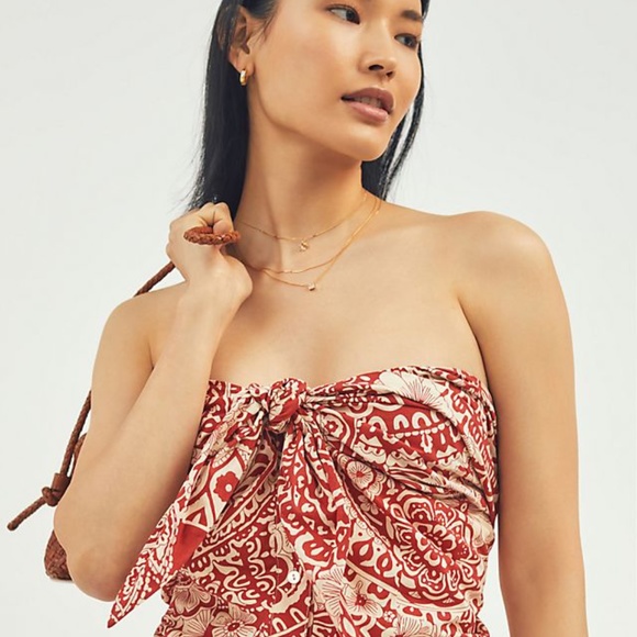 Anthropologie tie front strapless mini dress - Picture 6 of 8